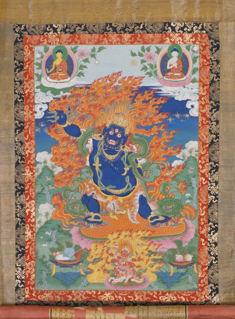 图片[1]-Lion skin holding Vajra Bodhisattva Thangka-China Archive